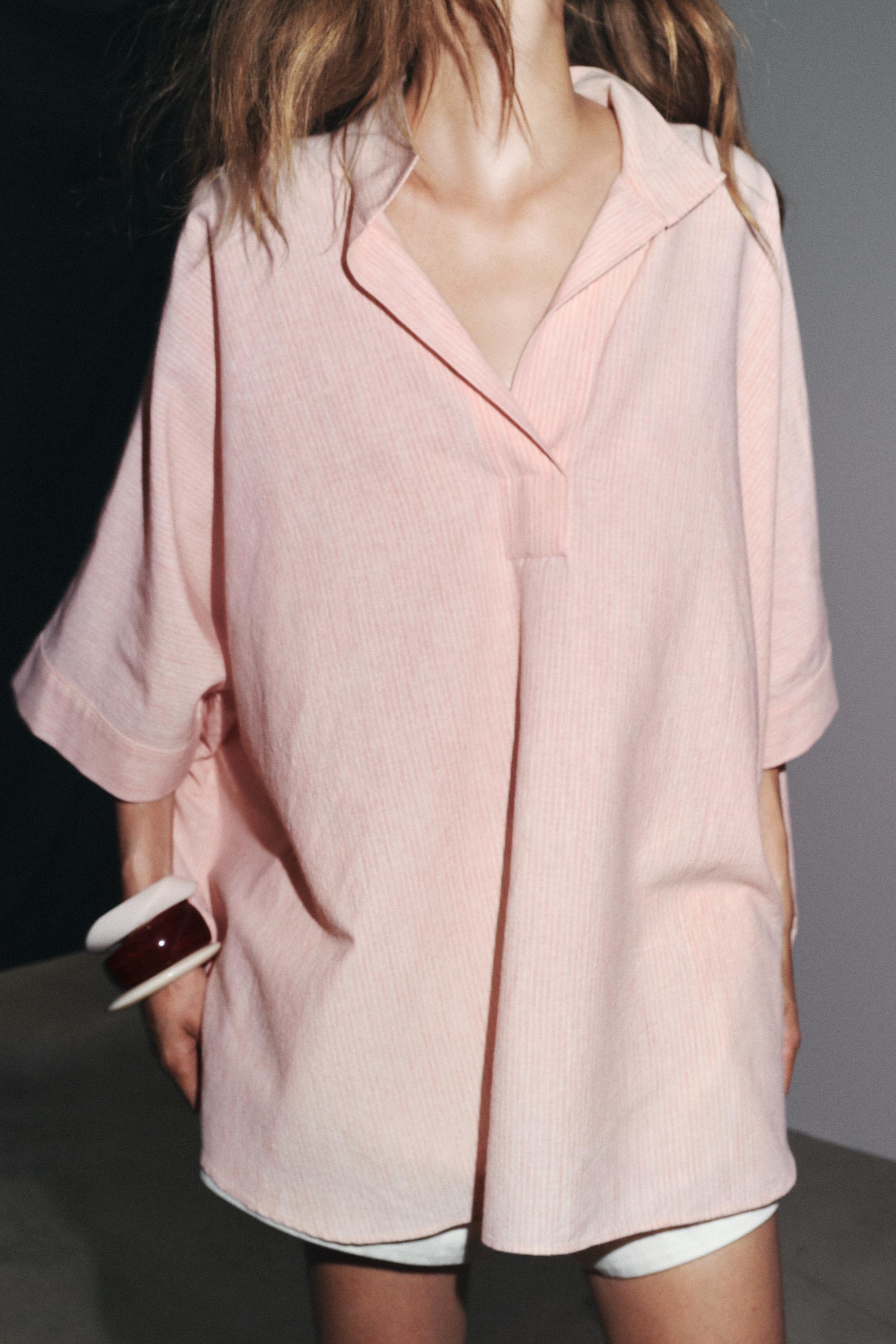 STRIPED OVERSIZED CAPE SHIRT ZW COLLECTION